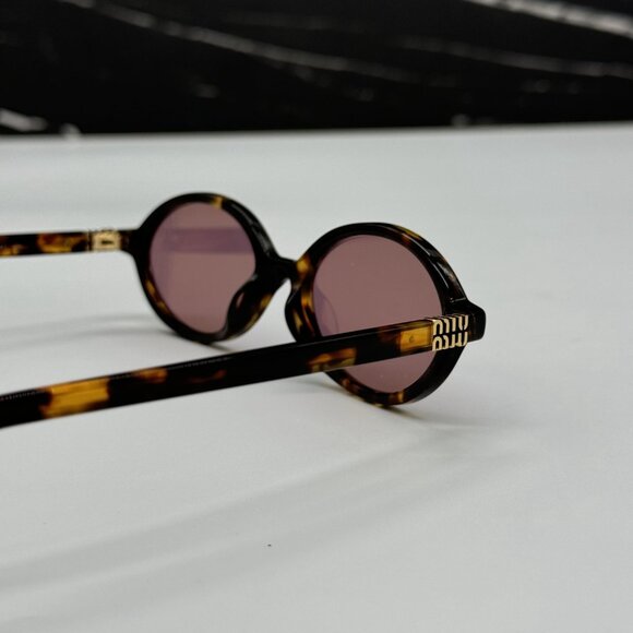 NEW MIU MIU MU04ZS VAU50D OVAL WOMEN MIU MIU SUNGLASSES HAVANA PINK MU04ZSF - Picture 7 of 12